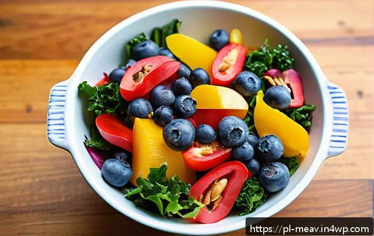 항염증 식단을 위한 샐러드 레시피 - A vibrant, close-up image of a fresh anti-inflammatory salad bowl featuring colorful vegetables and ...