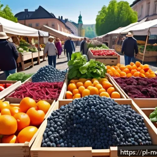 Home 17 항염증 식단의 지속 가능한 실천법 - A vibrant, colorful Polish farmer’s market scene in spring, featuring fresh fruits and vegetables li...