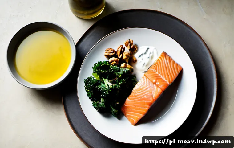 항염증 식단과 뼈 건강의 상관관계 - Photorealistic overhead kitchen table scene illustrating an anti-inflammatory diet for bone health: ...